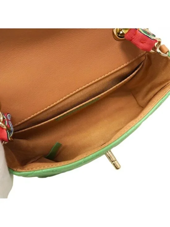 Chanel Shoulder Bag Mini Quilted Lambskin Green Champagne Gold - Picture 4 of 10